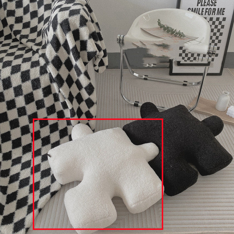 Coussin en forme de puzzle créatif en peluche à la mode, coussin moderne épissable, coussin de salon, coussin de taille, décoration de la maison
