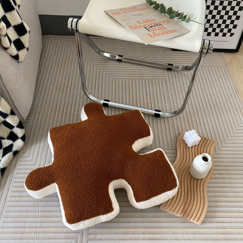 Coussin en forme de puzzle créatif en peluche à la mode, coussin moderne épissable, coussin de salon, coussin de taille, décoration de la maison