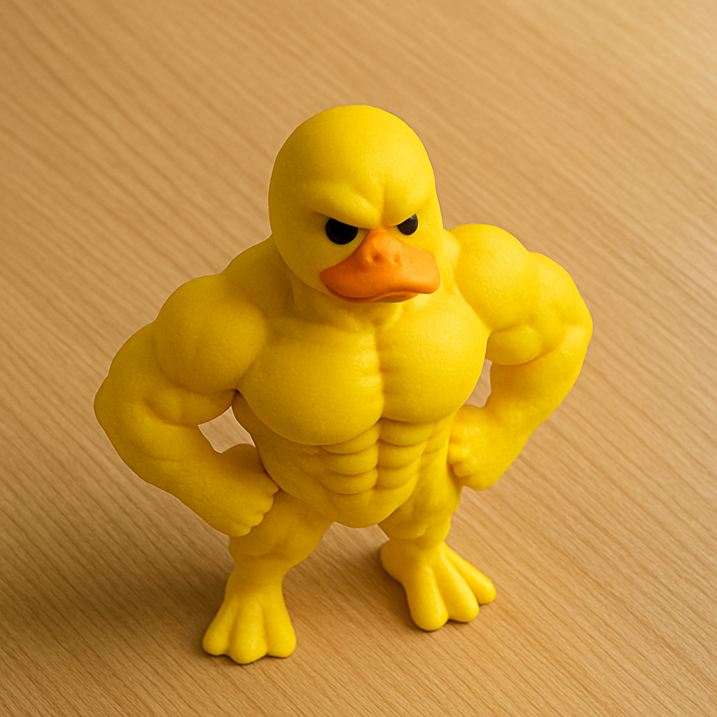 🦆 Muscular Duck Figurine – Tiny but Mighty!