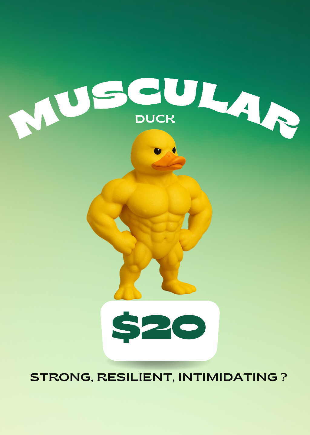 🦆 Muscular Duck Figurine – Tiny but Mighty!