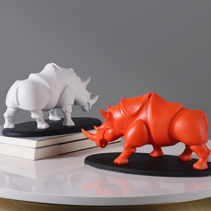 Décorations en résine pour salon, chambre à coucher, accessoires pour la maison, ornements en forme de rhinocéros