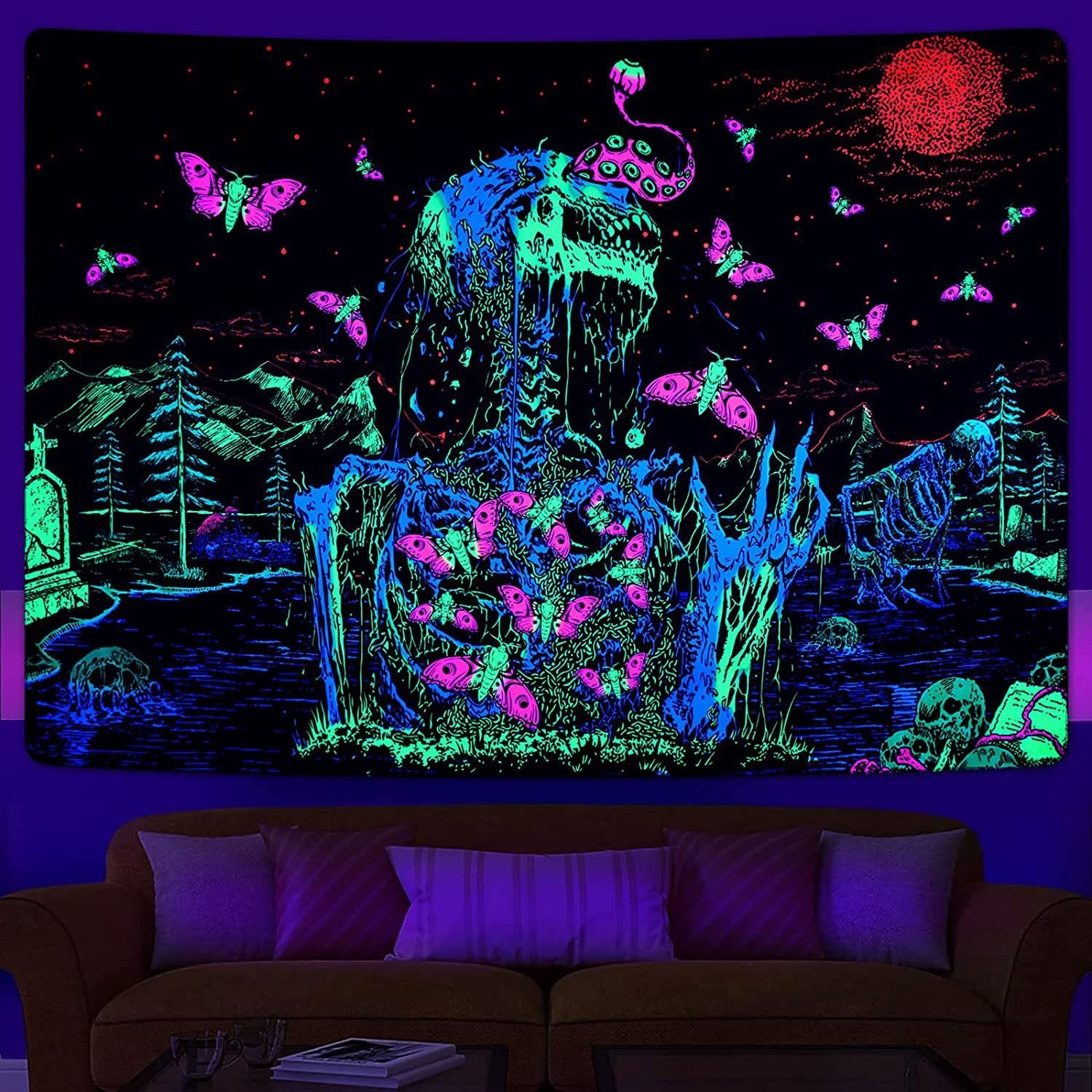 Tissu de fond de pièce de décoration murale de lumière violette